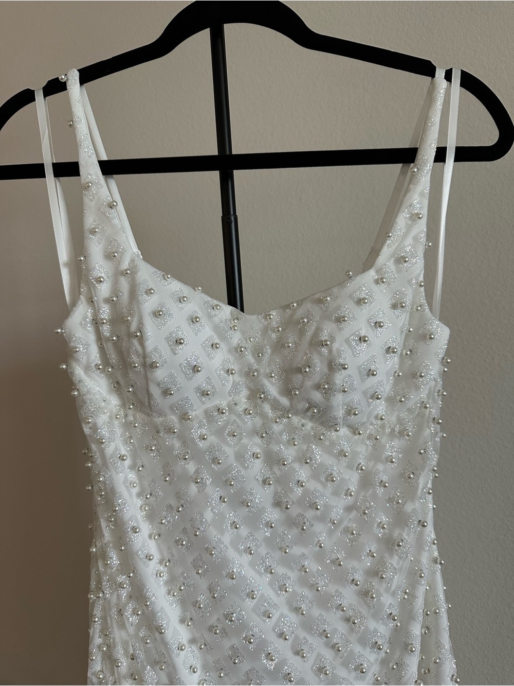 Ivory Beaded Strapless Occasion Dress